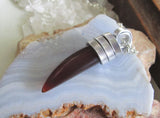 Amber Agate Natural Gemstone Horn Pendant Necklace