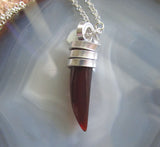 Amber Agate Natural Gemstone Horn Pendant Necklace