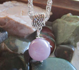 Lilac Pink Kunzite Crystal Ball Celtic Knot Pendant Necklace