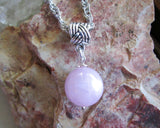 Lilac Pink Kunzite Crystal Ball Celtic Knot Pendant Necklace