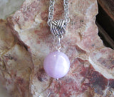 Lilac Pink Kunzite Crystal Ball Celtic Knot Pendant Necklace