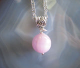 Lilac Pink Kunzite Crystal Ball Celtic Knot Pendant Necklace