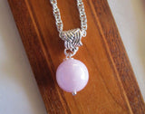 Lilac Pink Kunzite Crystal Ball Celtic Knot Pendant Necklace