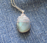 White Labradorite Natural Iridescent Crystal Pendant Necklace