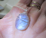 White Labradorite Natural Iridescent Crystal Pendant Necklace