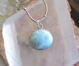 Natural Larimar Gemstone Sterling Silver Pendant Necklace