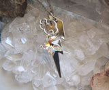 Crystal Aurora Borealis Star Lightning Bolt Pendant Necklace