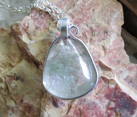 Lodolite Scenic Quartz Natural Crystal Pendant Necklace