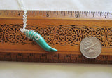 Natural Green Malachite Gemstone Horn Pendant Necklace