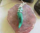 Natural Green Malachite Gemstone Horn Pendant Necklace