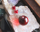 Red Crystal Ball Tiny Glass Hearts Pendant Necklace