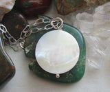 Mother of Pearl Natural Iridescent Shell Pendant Necklace