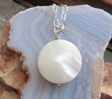 Mother of Pearl Natural Iridescent Shell Pendant Necklace