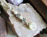 Mother of Pearl and Silver Rose Pendant Necklace