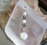 Mother of Pearl and Silver Rose Pendant Necklace