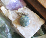 Natural Moss Agate Gemstone Silver Pine Cone Pendant Necklace