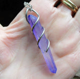 Indigo Violet Mystic Quartz Crystal Pendant Necklace