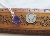 Purple Fluorite Octahedron Crystal Gemstone Pendant Necklace