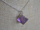 Purple Fluorite Octahedron Crystal Gemstone Pendant Necklace