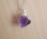 Purple Fluorite Octahedron Crystal Gemstone Pendant Necklace