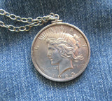 Antique 1925 Peace Dollar Sterling Silver Pendant Necklace