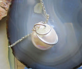 Satin White Czech Glass Pearl Wire Wrapped Pendant Necklace