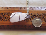 Pink Calcite Natural Gemstone Crystal Wire Wrapped Pendant Necklace