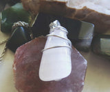 Pink Calcite Natural Gemstone Crystal Wire Wrapped Pendant Necklace