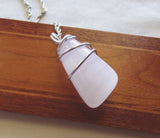 Pink Calcite Natural Gemstone Crystal Wire Wrapped Pendant Necklace