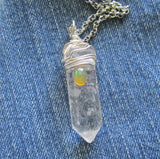 Quartz Crystal Natural Welo Opal Gemstone Pendant Necklace