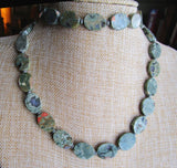 Natural Rainforest Jasper Rhyolite Gemstone Beaded Necklace