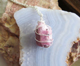 Pink Ruby Raw Natural Gemstone Crystal Pendant Necklace