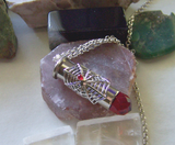 Silver Spider Web Red Crystal Bullet Jewelry Pendant Necklace