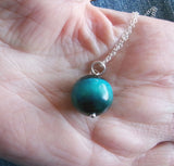 Turquoise Aura Tiger Eye Gemstone Ball Pendant Necklace