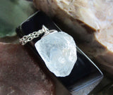 Natural Blue Topaz Raw Gemstone Pendant Necklace