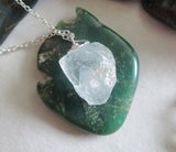 Natural Blue Topaz Raw Gemstone Pendant Necklace