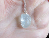 Natural Blue Topaz Raw Gemstone Pendant Necklace