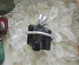 Black Tourmaline Raw Gemstone Crystal Pendant Necklace