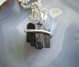 Black Tourmaline Raw Gemstone Crystal Pendant Necklace