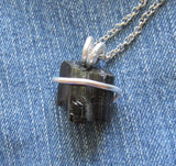 Black Tourmaline Raw Gemstone Crystal Pendant Necklace