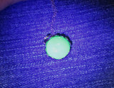 Vaseline Glass Ultraviolet Silver Floral Setting Pendant Necklace