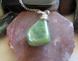 Vesuvianite Natural Green Crystal Pendant Necklace