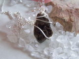 Fossil Shell Natural Agate Wire Wrapped Stone Pendant