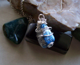 Natural Polished Afghanite Granite Wire Wrapped Pendant