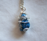 Natural Polished Afghanite Granite Wire Wrapped Pendant