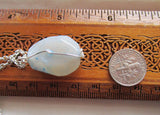 Blue Cloud Agate Gemstone Crystal Wire Wrapped Pendant Necklace