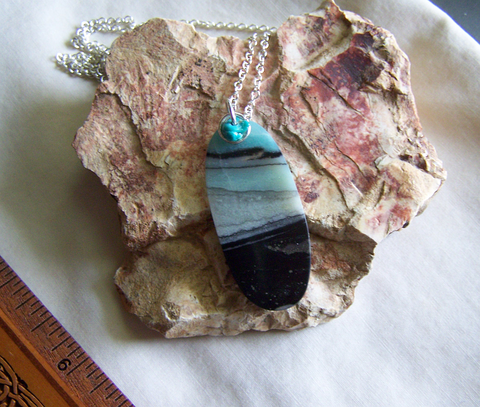 Landscape Amazonite and Turquoise Gemstone Pendant