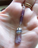 Amethyst Fluorite Geode Druzy Stalactite Pendant