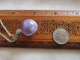 Chevron Amethyst Natural Purple Crystal Ball Pendant Necklace