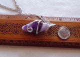 Purple Chevron Amethyst Wire Wrapped Pendant Necklace